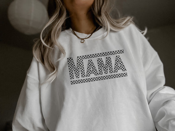 MAMA CHECKERBOARD CREWNECK