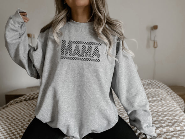 MAMA CHECKERBOARD CREWNECK